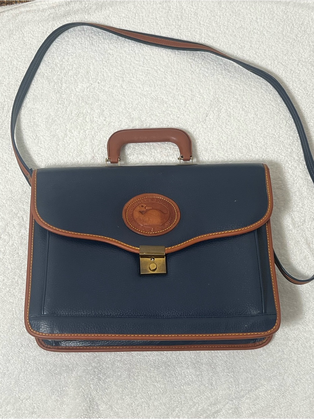 Vintage Dooney & Bourke Navy Leather brief case bag